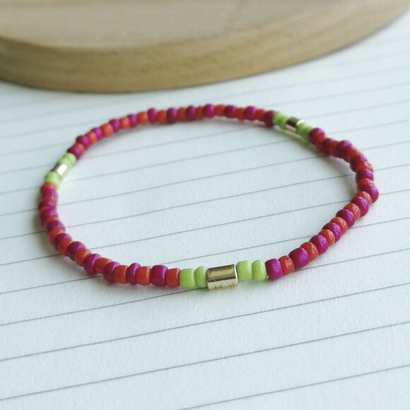 Color Therapy - Roxanne Assoulin Pink Green Beaded Bracelet - Picture 1 of 3